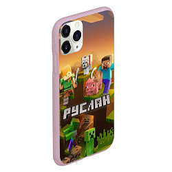 Чехол iPhone 11 Pro матовый Руслан Minecraft, цвет: 3D-розовый — фото 2