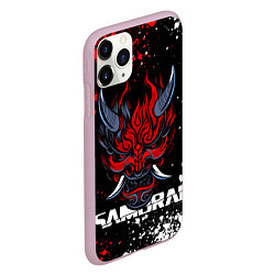 Чехол iPhone 11 Pro матовый Маска Они - Киберпанк 2077 - Samurai, цвет: 3D-розовый — фото 2