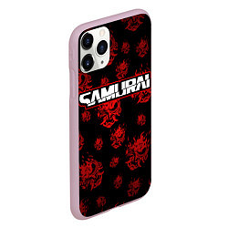 Чехол iPhone 11 Pro матовый Samurai - Красный паттерн - Cyberpunk, цвет: 3D-розовый — фото 2