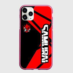 Чехол iPhone 11 Pro матовый Cyberpunk 2077 - Надпись Samurai, цвет: 3D-малиновый