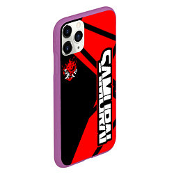 Чехол iPhone 11 Pro матовый Cyberpunk 2077 - Надпись Samurai, цвет: 3D-фиолетовый — фото 2