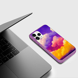 Чехол iPhone 11 Pro матовый Акварельный закат в облаках, цвет: 3D-фиолетовый — фото 2