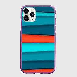 Чехол iPhone 11 Pro матовый Геометрические непараллельные пластины, цвет: 3D-фиолетовый