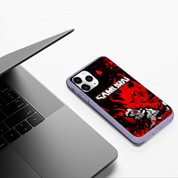 Чехол iPhone 11 Pro матовый Киберпанк-Самурай - 2077, цвет: 3D-светло-сиреневый — фото 2