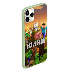 Чехол iPhone 11 Pro матовый Юлия Minecraft, цвет: 3D-салатовый — фото 2