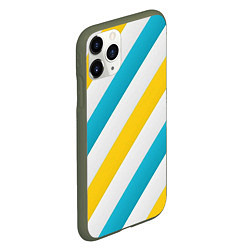 Чехол iPhone 11 Pro матовый Желтые и синие полосы, цвет: 3D-темно-зеленый — фото 2