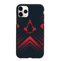Чехол iPhone 11 Pro матовый Красный символ Assassins Creed на темном фоне со с, цвет: 3D-черный