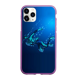 Чехол iPhone 11 Pro матовый Ихтиандр : человек - амфибия рисунок, цвет: 3D-фиолетовый