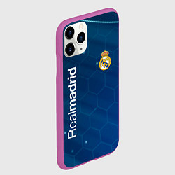 Чехол iPhone 11 Pro матовый Real madrid голубая абстракция, цвет: 3D-фиолетовый — фото 2