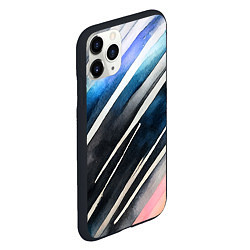 Чехол iPhone 11 Pro матовый Акварельные полосы, цвет: 3D-черный — фото 2