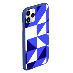 Чехол iPhone 11 Pro матовый Абстрактный сине-белый паттерн, цвет: 3D-тёмно-синий — фото 2