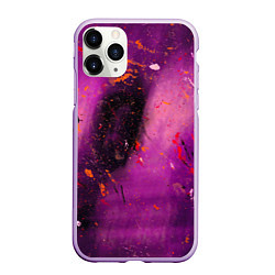 Чехол iPhone 11 Pro матовый Розово-фиолетовый абстрактный фон и краски, цвет: 3D-сиреневый