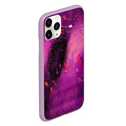 Чехол iPhone 11 Pro матовый Розово-фиолетовый абстрактный фон и краски, цвет: 3D-сиреневый — фото 2