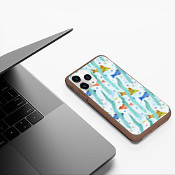 Чехол iPhone 11 Pro матовый Детский рисунок рыбки акварель, цвет: 3D-коричневый — фото 2