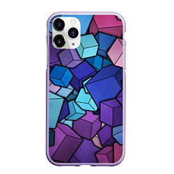 Чехол iPhone 11 Pro матовый Цветные кубы, цвет: 3D-светло-сиреневый