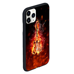 Чехол iPhone 11 Pro матовый Гитара - пламя, цвет: 3D-черный — фото 2