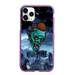 Чехол iPhone 11 Pro матовый Ночной кошмар - Horror face, цвет: 3D-фиолетовый