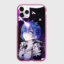 Чехол iPhone 11 Pro матовый Rem - ReZero - Абстракция, цвет: 3D-малиновый