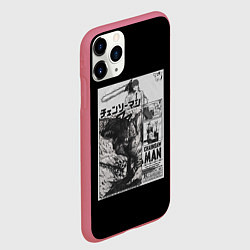 Чехол iPhone 11 Pro матовый Человек-бензопила Дэндзи и Пауэр постер, цвет: 3D-малиновый — фото 2