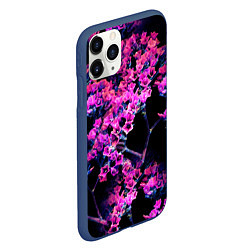 Чехол iPhone 11 Pro матовый Цветочки арт, цвет: 3D-тёмно-синий — фото 2