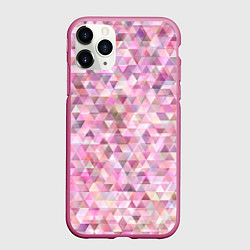 Чехол iPhone 11 Pro матовый Абстрактное множество розовых и фиолетовых треугол, цвет: 3D-малиновый
