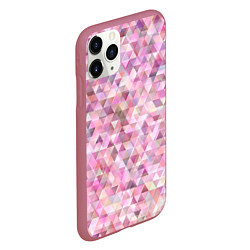 Чехол iPhone 11 Pro матовый Абстрактное множество розовых и фиолетовых треугол, цвет: 3D-малиновый — фото 2