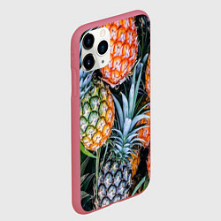 Чехол iPhone 11 Pro матовый Фон из ананасов, цвет: 3D-малиновый — фото 2