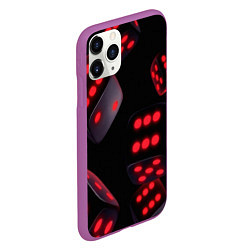 Чехол iPhone 11 Pro матовый Игральные кости на черном фоне, цвет: 3D-фиолетовый — фото 2