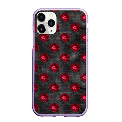 Чехол iPhone 11 Pro матовый Красные бутоны цветов, цвет: 3D-светло-сиреневый