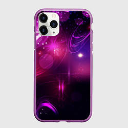 Чехол iPhone 11 Pro матовый Фиолетовые неоновые блики, цвет: 3D-фиолетовый