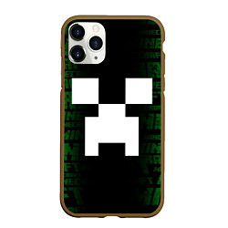 Чехол iPhone 11 Pro матовый Лицо Крипера - Майнкрафт, цвет: 3D-коричневый