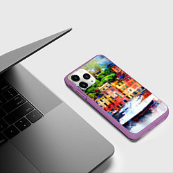 Чехол iPhone 11 Pro матовый Картина красочный город, цвет: 3D-фиолетовый — фото 2