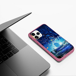 Чехол iPhone 11 Pro матовый Ночь Halloween, цвет: 3D-малиновый — фото 2