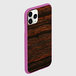 Чехол iPhone 11 Pro матовый Оранжевые абстрактные волны материи, цвет: 3D-фиолетовый — фото 2