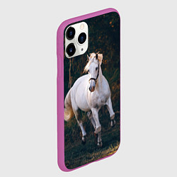 Чехол iPhone 11 Pro матовый Скачущая белая лошадь, цвет: 3D-фиолетовый — фото 2