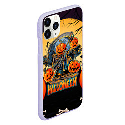 Чехол iPhone 11 Pro матовый Хэллоуин - тыква, цвет: 3D-светло-сиреневый — фото 2