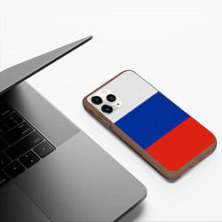 Чехол iPhone 11 Pro матовый Триколор - флаг России плетёный, цвет: 3D-коричневый — фото 2