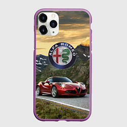 Чехол iPhone 11 Pro матовый Альфа - Ромео на горной дороге, цвет: 3D-фиолетовый