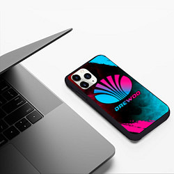 Чехол iPhone 11 Pro матовый Daewoo - neon gradient, цвет: 3D-черный — фото 2