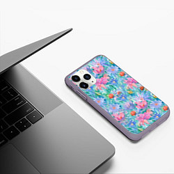 Чехол iPhone 11 Pro матовый Цветущий луг абстракция акварель, цвет: 3D-серый — фото 2