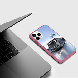 Чехол iPhone 11 Pro матовый Фура Вольво на трассе, цвет: 3D-малиновый — фото 2
