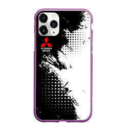 Чехол iPhone 11 Pro матовый Mitsubishi - черно-белая абстракция, цвет: 3D-фиолетовый