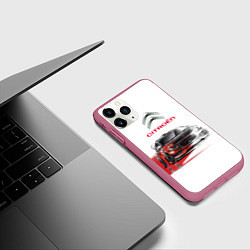 Чехол iPhone 11 Pro матовый Ситроен спорт - эскиз, цвет: 3D-малиновый — фото 2
