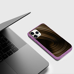 Чехол iPhone 11 Pro матовый Тёмное-золотые пластины во тьме, цвет: 3D-фиолетовый — фото 2