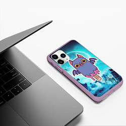 Чехол iPhone 11 Pro матовый Летучая мышь на палочке, цвет: 3D-сиреневый — фото 2