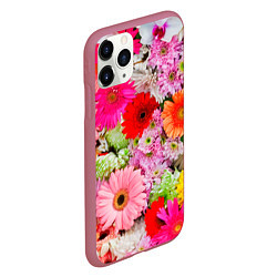 Чехол iPhone 11 Pro матовый Colorful chrysanthemums, цвет: 3D-малиновый — фото 2