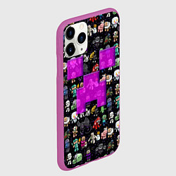 Чехол iPhone 11 Pro матовый Minecraft: characters and logo, цвет: 3D-фиолетовый — фото 2