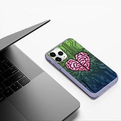 Чехол iPhone 11 Pro матовый Heart brain chip, цвет: 3D-светло-сиреневый — фото 2