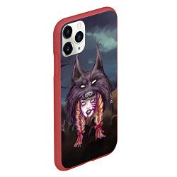 Чехол iPhone 11 Pro матовый Скальпель волка на девушке, цвет: 3D-красный — фото 2