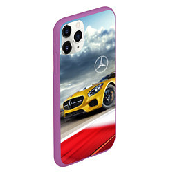 Чехол iPhone 11 Pro матовый Mercedes AMG V8 Biturbo на трассе, цвет: 3D-фиолетовый — фото 2
